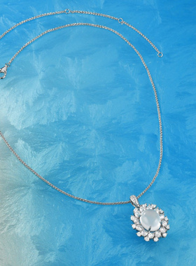 Witther原创设计天然高冰玉髓项链女水沫玉蛋面项链轻奢小众秋冬