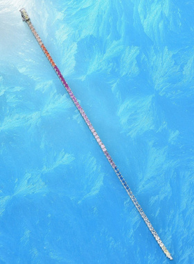 Witther原创设计满镶渐变彩钻手链轻奢高级感925银排钻女手饰小众