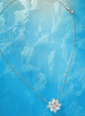 Witther原创设计旋转八瓣花钻石项链925银小众锁骨链项链女轻奢