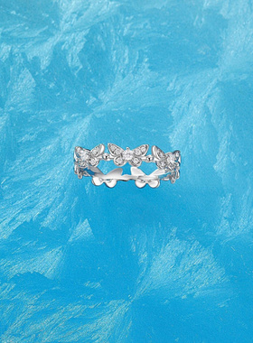 Witther小众设计925纯银满钻迷你蝴蝶戒指女时尚轻奢精致高级指环