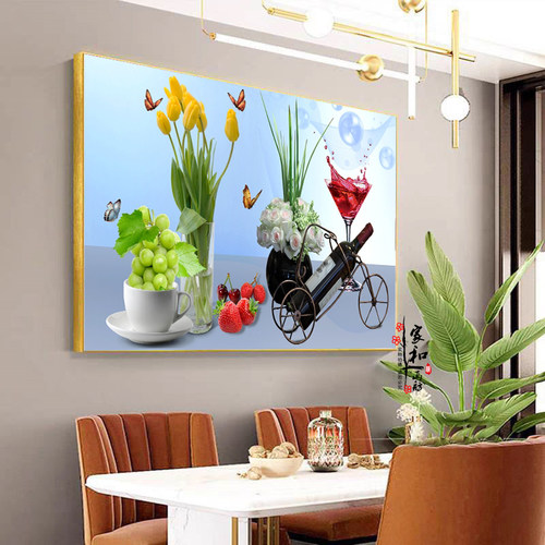 餐厅饭厅厨房挂画墙画现代简约水果花卉装饰画有框画壁画单幅包邮 - 图0