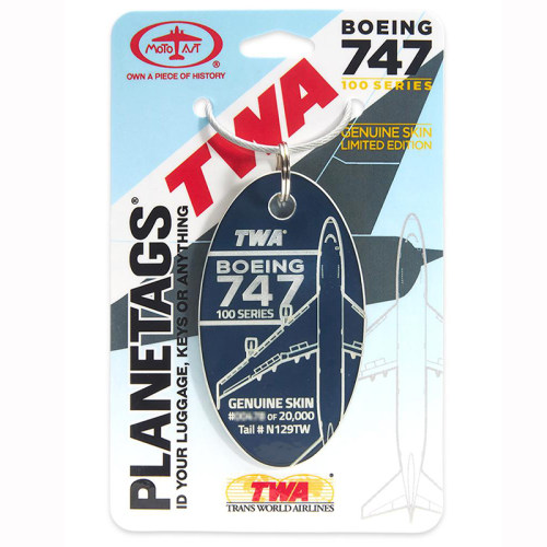 美国PLANETAGS钥匙扣行李牌波音747TWA空客A380PAN航飞机蒙皮挂件 - 图3