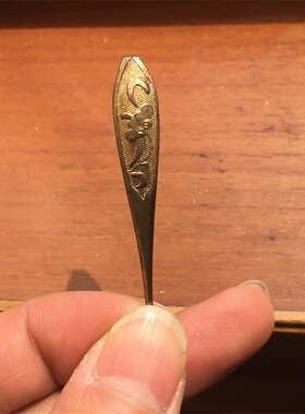 精美清代苏作带款花卉银鎏金单尖发簪簪子老银器首饰古玩杂项保真