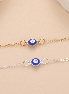 欧美爆款女简约时尚蓝色眼睛项链