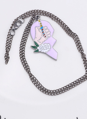 韩版好朋友字母爱心打火机锁骨链