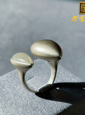 巨漏方言精品和田玉佩戴级新疆且末料油润白玉银镶玉卡16mm戒指w1