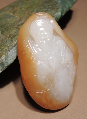 放漏了方言和田玉新疆且末料油润细腻糖白分明糖白玉财神吊坠h3