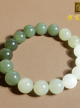 青海老坑渐变湖水绿卡12mm手链