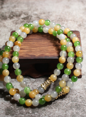 多宝碧玉糖玉白玉圆珠项链手链