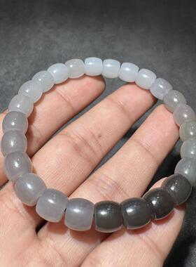 放大漏方言和田玉老坑青海料高冰起荧光烟紫紫罗兰8mm直切手串S6