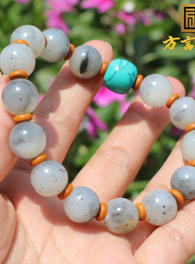 方言和田玉新疆点墨青花籽料手串