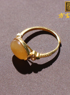 嗨翻天方言和田玉精品佩戴温润细腻新疆且末料红糖银镶玉戒指O