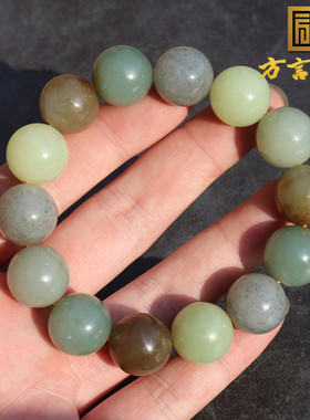 捡漏了方言精品和田玉收藏级新疆细润青花且末多宝16mm圆珠手串A8