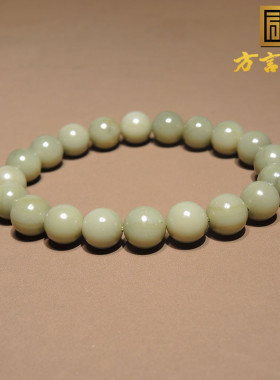 震惊了方言品牌和田玉罕见精品新疆沙枣青籽料卡 9.5mm手串手链h0