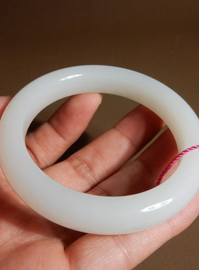 惊呆了方言和田玉青海老坑料温润细腻白玉卡54mm正装女士手镯A10