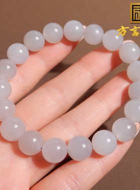 美美哒方言和田玉精品青海老坑料冰底烟紫卡10mm圆珠手串手链A6