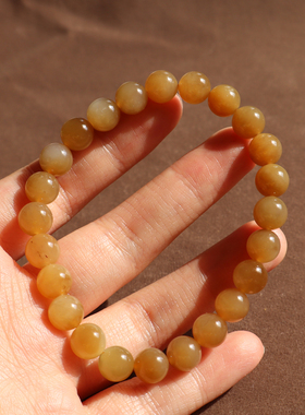 新疆且末高脂黄糖玉8mm圆珠手串