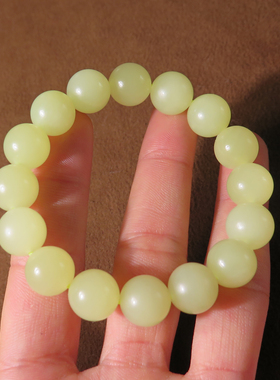 巨漏回馈方言和田玉珍藏新疆细腻油润若羌黄口料鸡油黄12mm手串X5