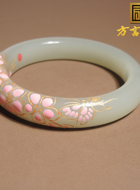 方言景泰蓝手镯青海料青白玉