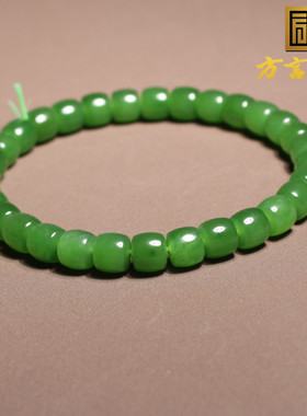 俄罗斯老坑料无黑点阳绿碧玉手串