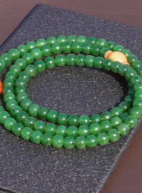 方言新疆戈壁碧玉阳绿色项链手串
