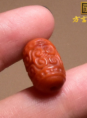 方言柿子红南红玛瑙勒子桶珠配饰