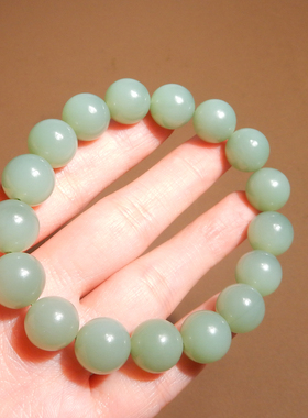 俄罗斯夹层粉绿猫眼碧玉12mm手串