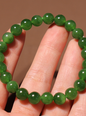 俄罗斯碧玉精美正阳绿卡8mm手串