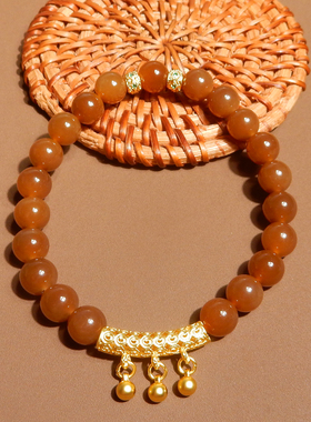 新疆且末老红糖玉8m圆珠轻奢手串