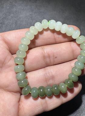 放漏方言和田玉老坑青海高冰起荧光白玉晴水湖水绿8mm算盘手串S6
