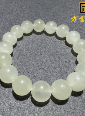震惊方言和田玉精品温润老坑青海料冰底黄口手链圆珠10mm手串S6