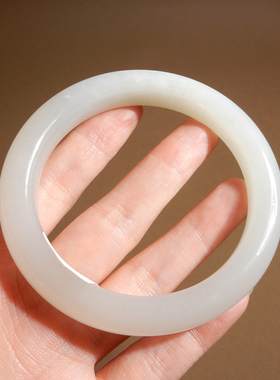 青海老坑料冰底白玉内径58mm手镯