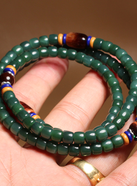 冰阳绿碧玉老型珠108颗项链