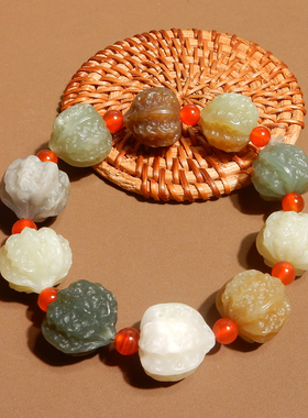 碧玉烟紫且末蓝调糖多宝核桃手串