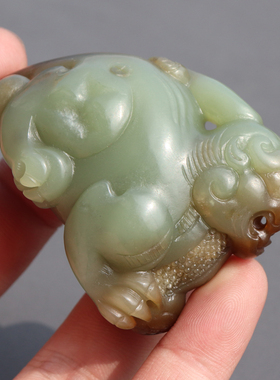 新疆且末料红糖青黄口貔貅把件