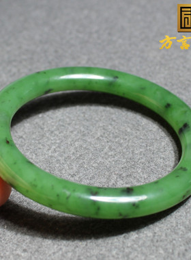 方言和田玉精品佩戴俄罗斯老坑细腻油润阳绿色碧玉58mm圆条手镯X