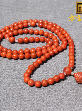 方言和田玉四川凉山原石原矿牛血红南红玛瑙7mm圆珠多圈手串A2