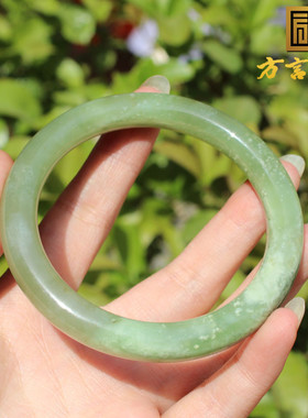 青海料翠青带墨双色58mm圆条手镯