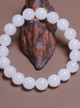 和田玉新疆于田山料细润白玉手串