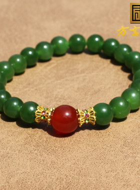 方言俄罗斯老坑冰底细润阳绿手串