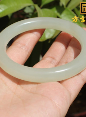 和田玉青海老坑料冰底晴水色手镯