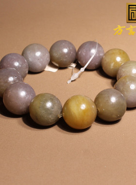 方言和田玉新疆罕见珍品特色意境点墨青花山流水20mm手串手链A2