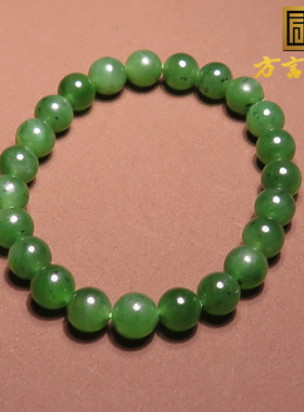 俄罗斯老坑冰底正阳绿碧玉手串