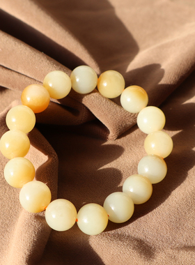 新疆且末糖玉聚宝盆12mm圆珠手链