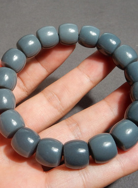 美美哒方言和田玉巨漏新疆老熟如酥蓝玉籽料12mm直切老型珠手串w2