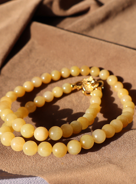 且末高脂糯老红糖玉8mm圆珠项链