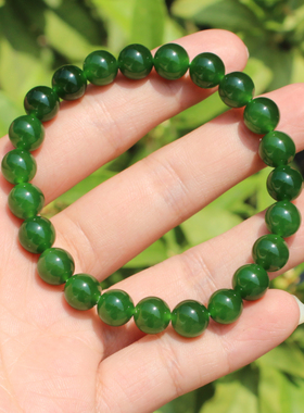 方言和田玉俄色标辣阳绿碧玉手串