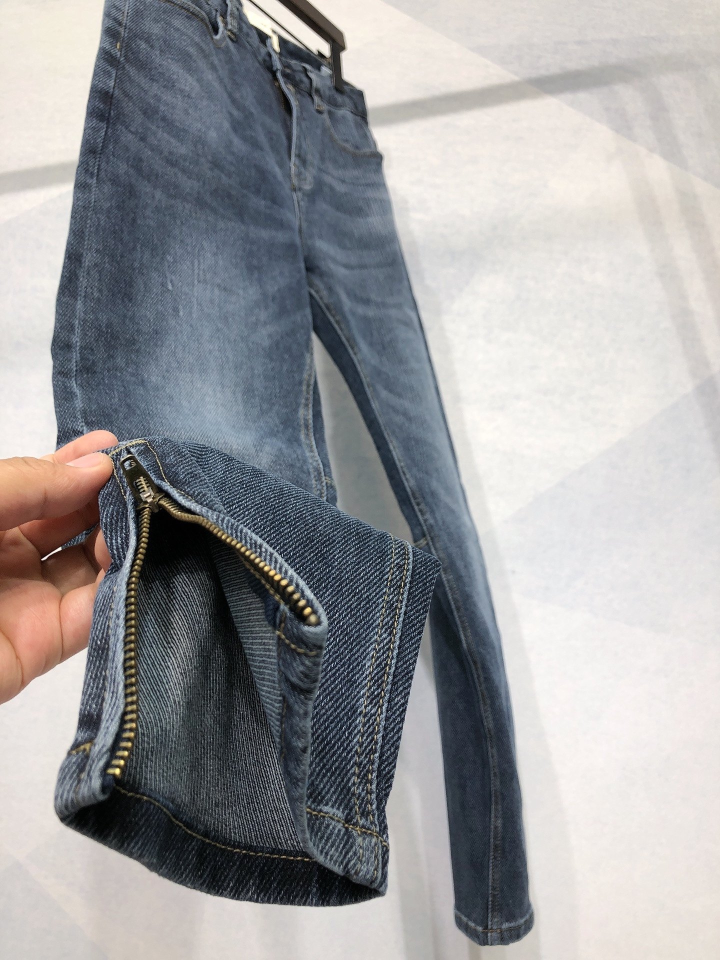 秋冬新款水洗蓝牛仔裤男九分裤修身小脚显瘦裤脚拉链青年百搭裤子,淘宝优惠券,粉丝福利购,淘宝优惠卷