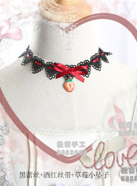 choker红色草莓项圈复古脖子饰品