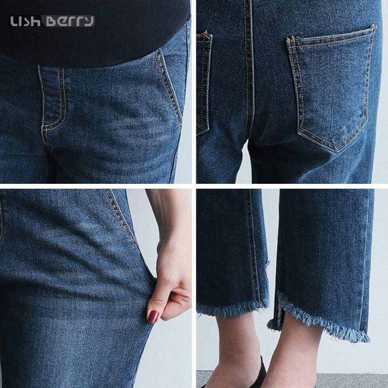 孕妇秋冬季外穿潮妈时尚打底牛仔裤 lishberry孕妇直筒裤